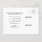 ポストカードRSVPアジア赤黒フローラシルバーホワイト インビテーションポストカード (裏面)