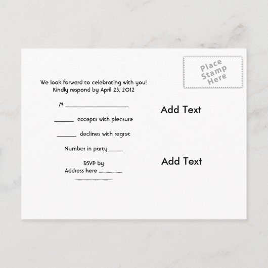 ポストカードRSVPアジア赤黒フローラシルバーホワイト インビテーションポストカード (裏面)