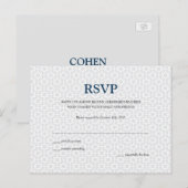 ポストカードRSVP | デリケートパターン（の模様が）あるバー/バルミツワー インビテーションポストカード (正面/裏面)