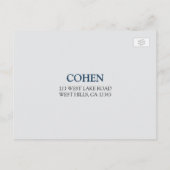 ポストカードRSVP | デリケートパターン（の模様が）あるバー/バルミツワー インビテーションポストカード (裏面)