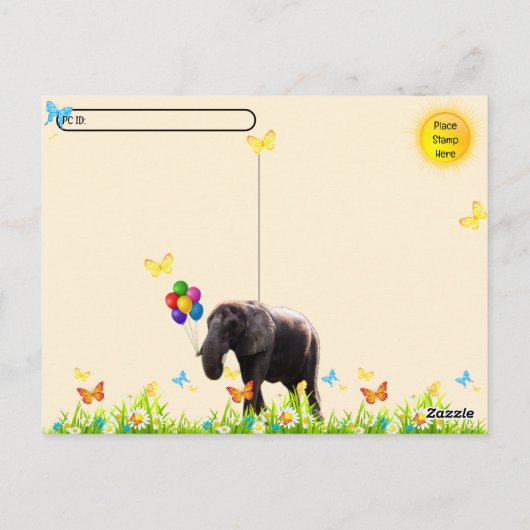 ポストクロッシングおもしろい象誕生日葉書 ポストカード (裏面)
