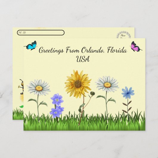 ポストクロッシングかわいいフローラの挨拶 ポストカード (正面/裏面)