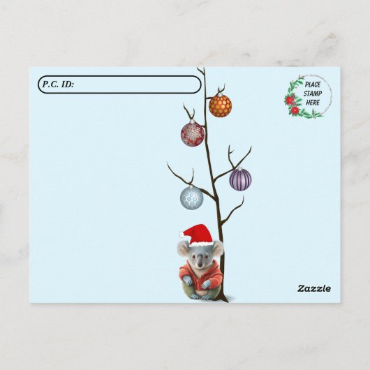 ポストクロッシング – コアラ・クリスマス ポストカード (裏面)