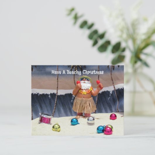 ポストクロッシング – サンタクロースビーチパーティークリスマス ポストカード (スタンド正面)