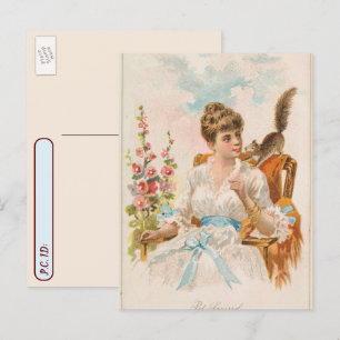 ポストクロッシング – ヴィンテージペットリスファインアートプリント ポストカード