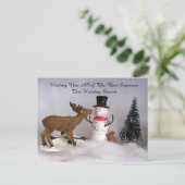 ポストクロッシング – 雪だるまとトナカイおもしろい冬 ポストカード (スタンド正面)