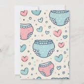 ポストパパピンクブルーおむつを取得し、ベビーシャワーを拭く 招待状 (裏面)
