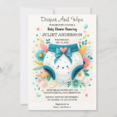 ポストパパピンクブルーおむつ及び拭きベビーシャワー用 招待状 (正面)
