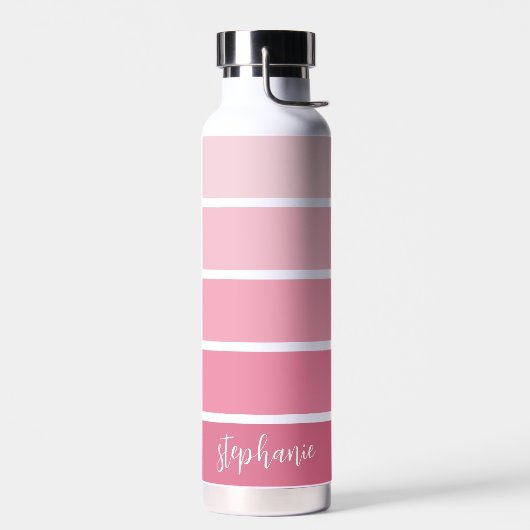 ポストピンクレトロストライプグラデーション – スクリプト名 ウォーターボトル (左面)