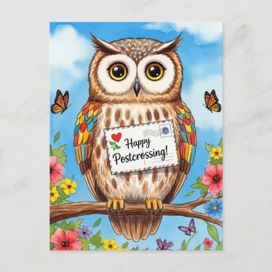 ポストフクロメール鳥ハッピーポストクロッシング葉書 ポストカード (正面)