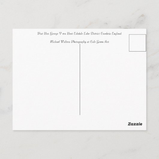 ポストボックスエスクデールクンブリア ポストカード (裏面)