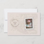 ポストマークとフォトスタンプ旅行生誕発表 案内状 (正面)