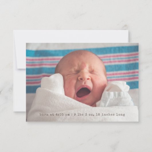 ポストマークとフォトスタンプ旅行生誕発表 案内状 (裏面)