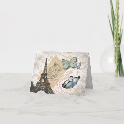 ポストマークスクリプトバタフライパリエフェフィールタワー カード (正面)