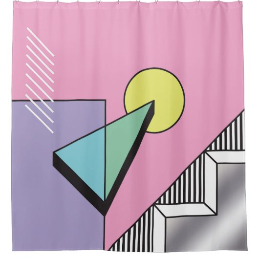 ポストモダンジオメトリ:抽象芸術合成 シャワーカーテン (正面)