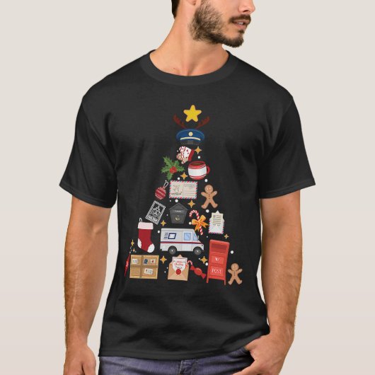 ポスト会社員クリスマスツリーオーナメント郵便 Tシャツ (正面)