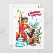 ポスト動物からメールを受け取るロケットボーイ ポストカード (正面/裏面)