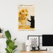 ポスト印象派の猫ひまわりプリント、ゴッホ ポスター (ホームオフィス)
