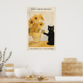 ポスト印象派の猫ひまわりプリント、ゴッホ ポスター (キッチン)