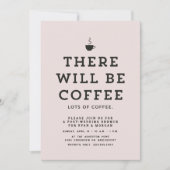 ポスト結婚のブランチかわいいおもしろいピンクコーヒーテーマ 招待状 (正面)