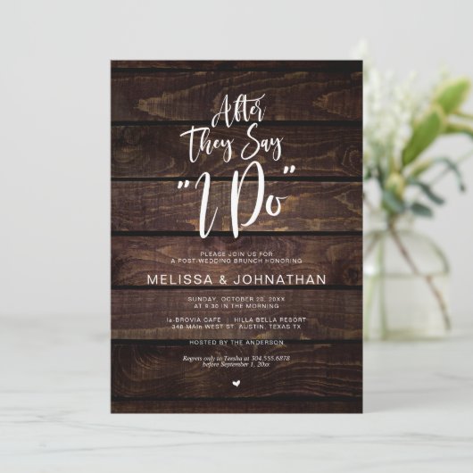 ポスト結婚の、彼らが言った後、木材素朴 招待状 (スタンド正面)
