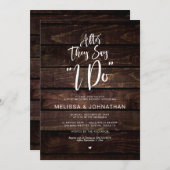 ポスト結婚の、彼らが言った後、木材素朴 招待状 (正面/裏面)
