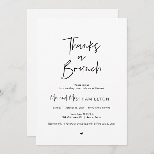 ポスト結婚ズブランチ感謝していブランチ招待状 招待状 (正面/裏面)