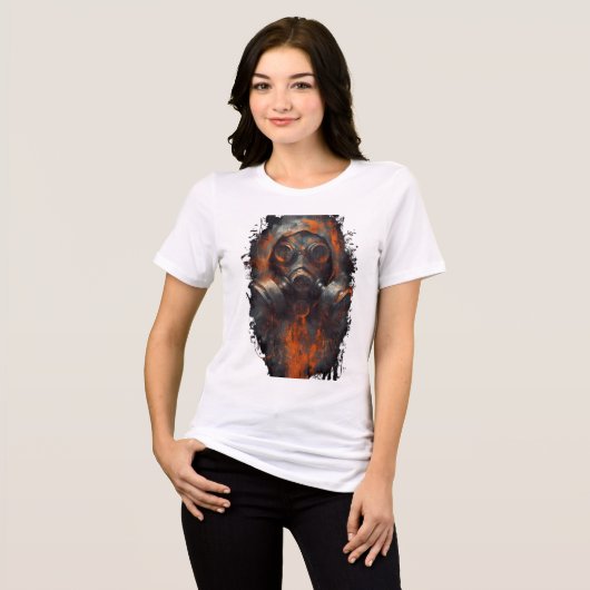 ポスト・アポカリプスのガスマスク工業 女性用 トライブレンドTシャツ (正面全面)