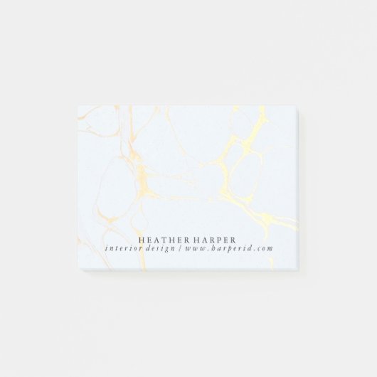 ポスト・イットのメモ帳-青及び金ゴールドの大理石 ポストイット (正面)