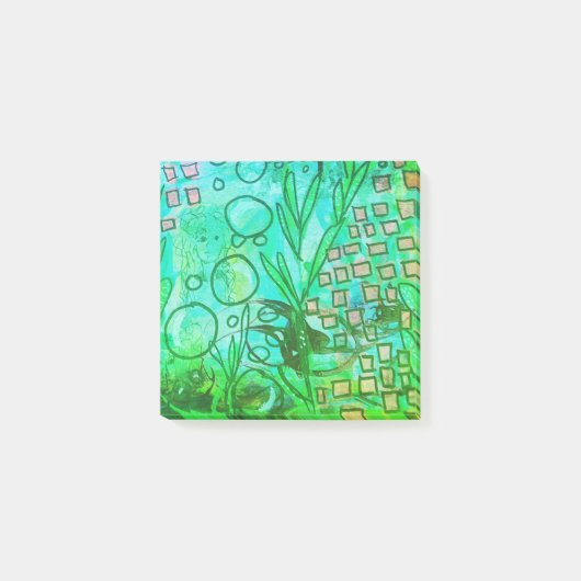 ポスト・イットを絵を描く海の混合メディアの下 ポストイット (正面)