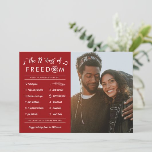 ポストCovid 12おもしろい日フリーダムフォトクリスマス シーズンカード (スタンド正面)