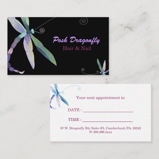 ポスドラゴンフライヘアサロンアポイントメントカード 予約カード (正面/裏面)