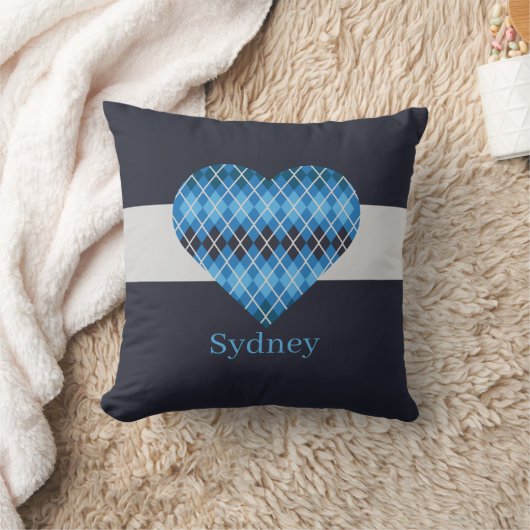 ポスバレンタインダークブルービッグハート（ネイビー） クッション (ブランケット)