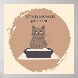 ポスパーソナライズされたター、猫のトイレ、ブラウン猫 ポスター