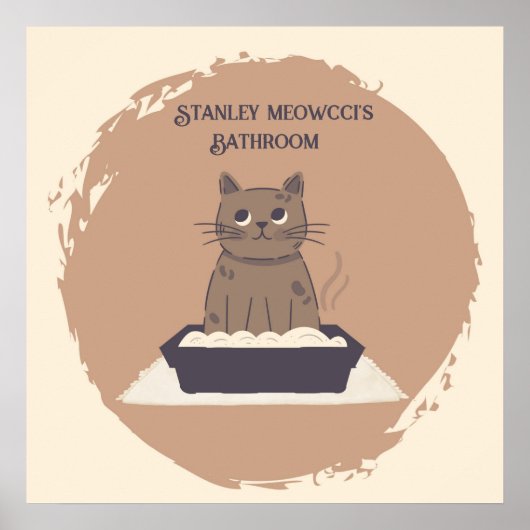 ポスパーソナライズされたター、猫のトイレ、ブラウン猫 ポスター (正面)