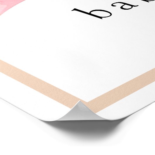 ポスピンクコケットボウベビーシャワーウェルカム ポスター (角)