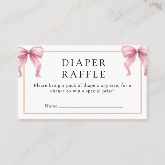 ポスピンクコケットボウベビーシャワー エンクロージャーカード (正面)