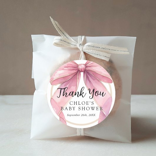 ポスピンクコケットボウベビーシャワー ラウンドシール