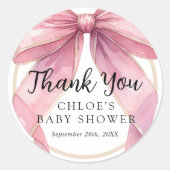 ポスピンクコケットボウベビーシャワー ラウンドシール (正面)