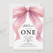 ポスピンクコケットボウ1st誕生日 招待状 (正面)