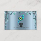 ポスブギーグリッタリーボヘミアンブルー花模様 名刺 (正面)