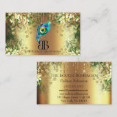 ポスブギーグリティルボヘミアンブルー花模様ドリップス 名刺 (正面/裏面)