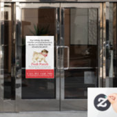 ポスプックかわいいパグ犬の歩くサービス ウィンドウサイン (オフィスドア)