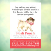 ポスプックかわいいパグ犬の歩くサービス ウィンドウサイン (シート3)