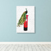 ポスボックス上の孔雀 キャンバスプリント (インサイチュ (ウッドフロア))