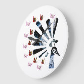ポスポクジャクと蝶 ラージ壁時計 (傾斜)