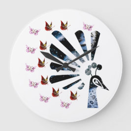 ポスポクジャクと蝶 ラージ壁時計