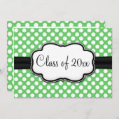 ポスミントグリーン水玉模様卒業 招待状 (正面/裏面)