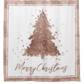 ポスメリークリスマス |グラムバラ金ゴールド赤面ツリー シャワーカーテン (正面)