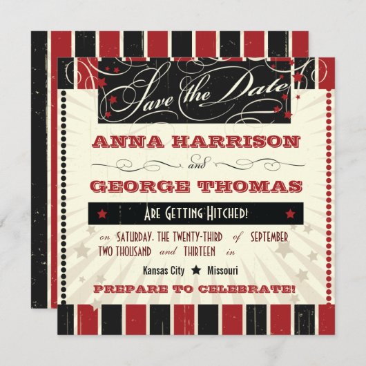 ポス素朴ター:赤と黒の日付を保存 セーブザデート (正面/裏面)